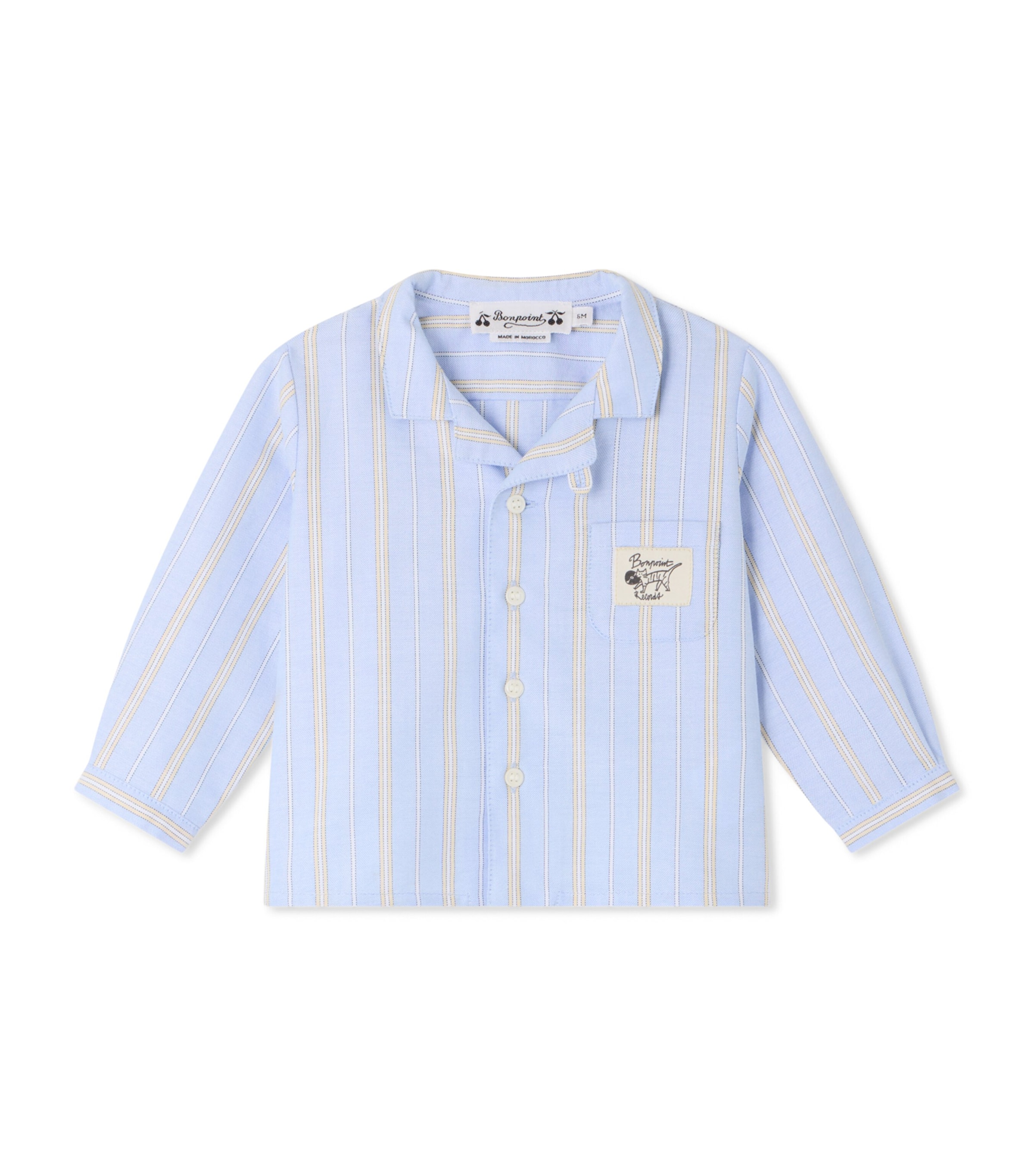 Bonpoint Cotton Poplin Stripe Shirt (6-18 Months) Ra Bleu Image 1