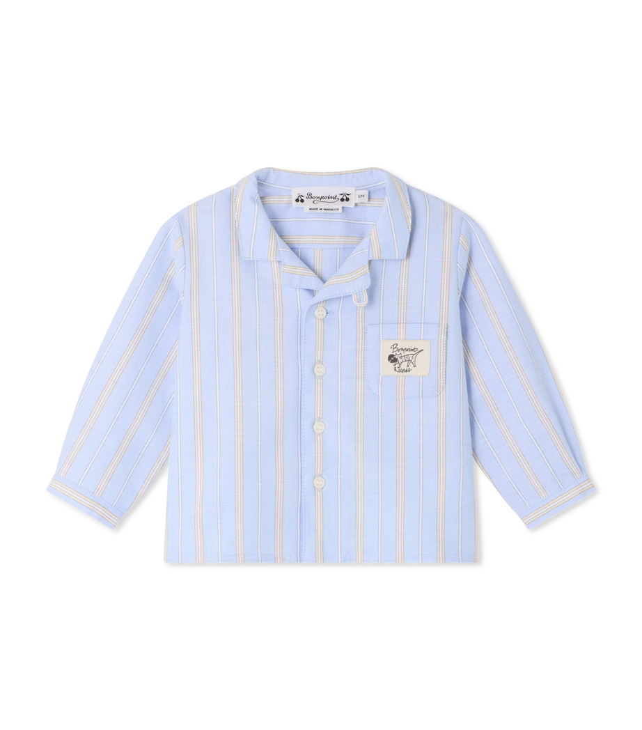 Bonpoint Cotton Poplin Stripe Shirt (6-18 Months) Ra Bleu Image 1