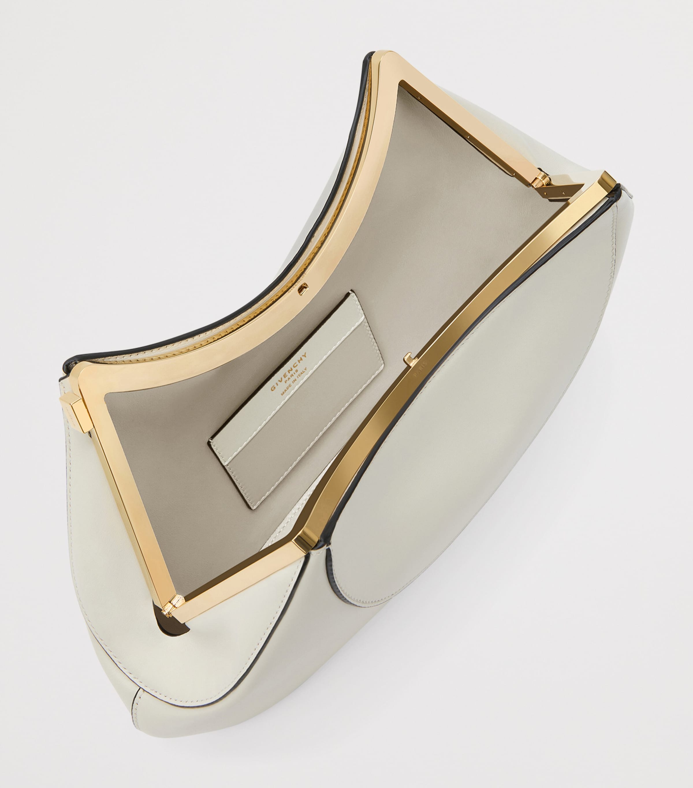 Leather Facet Clutch Bag IVORY Image 5