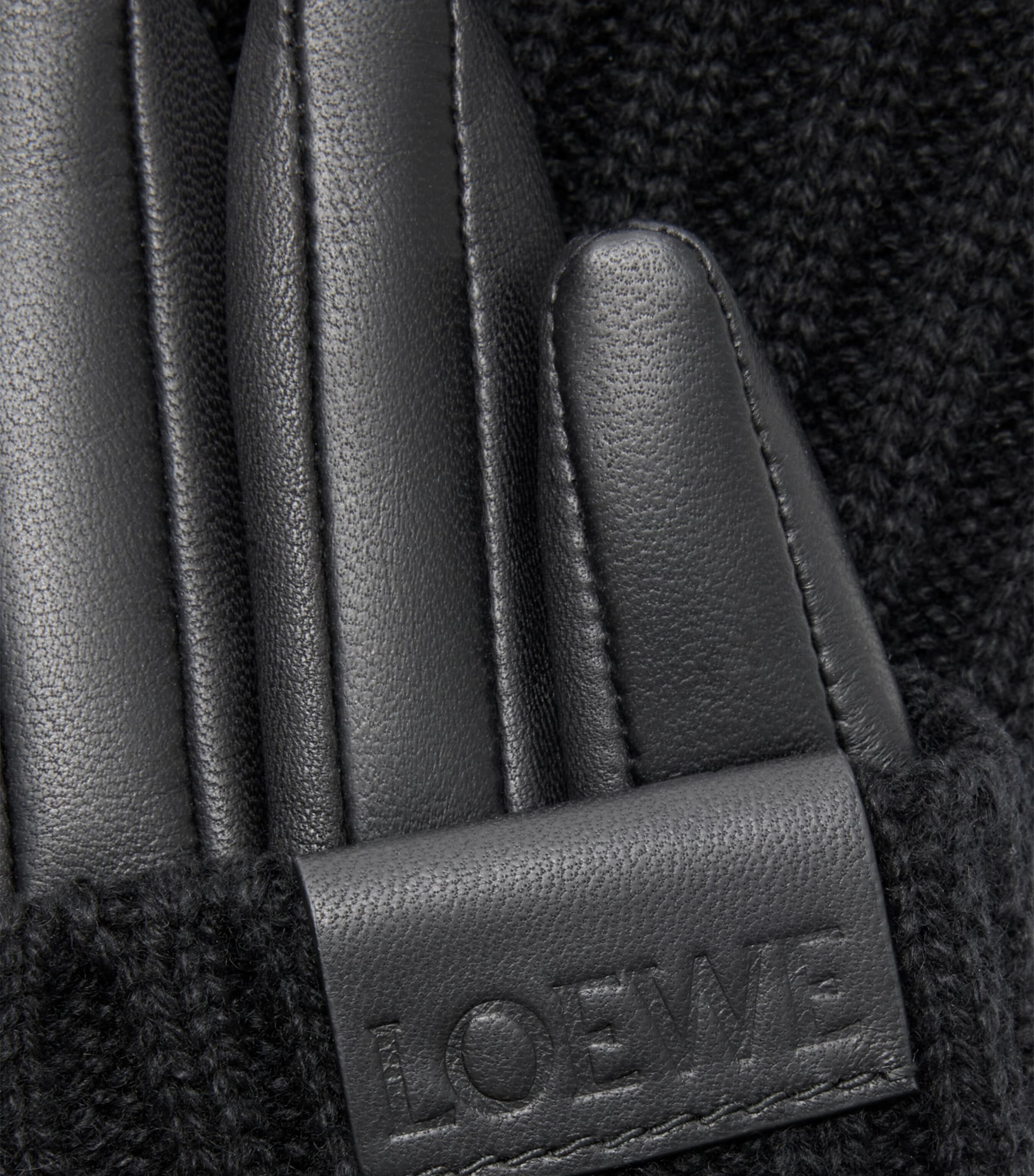 LOEWE Cashmere-Leather Gloves Black Image 3