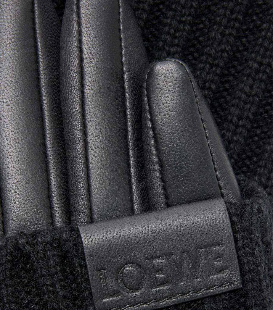 LOEWE Cashmere-Leather Gloves Black Image 3