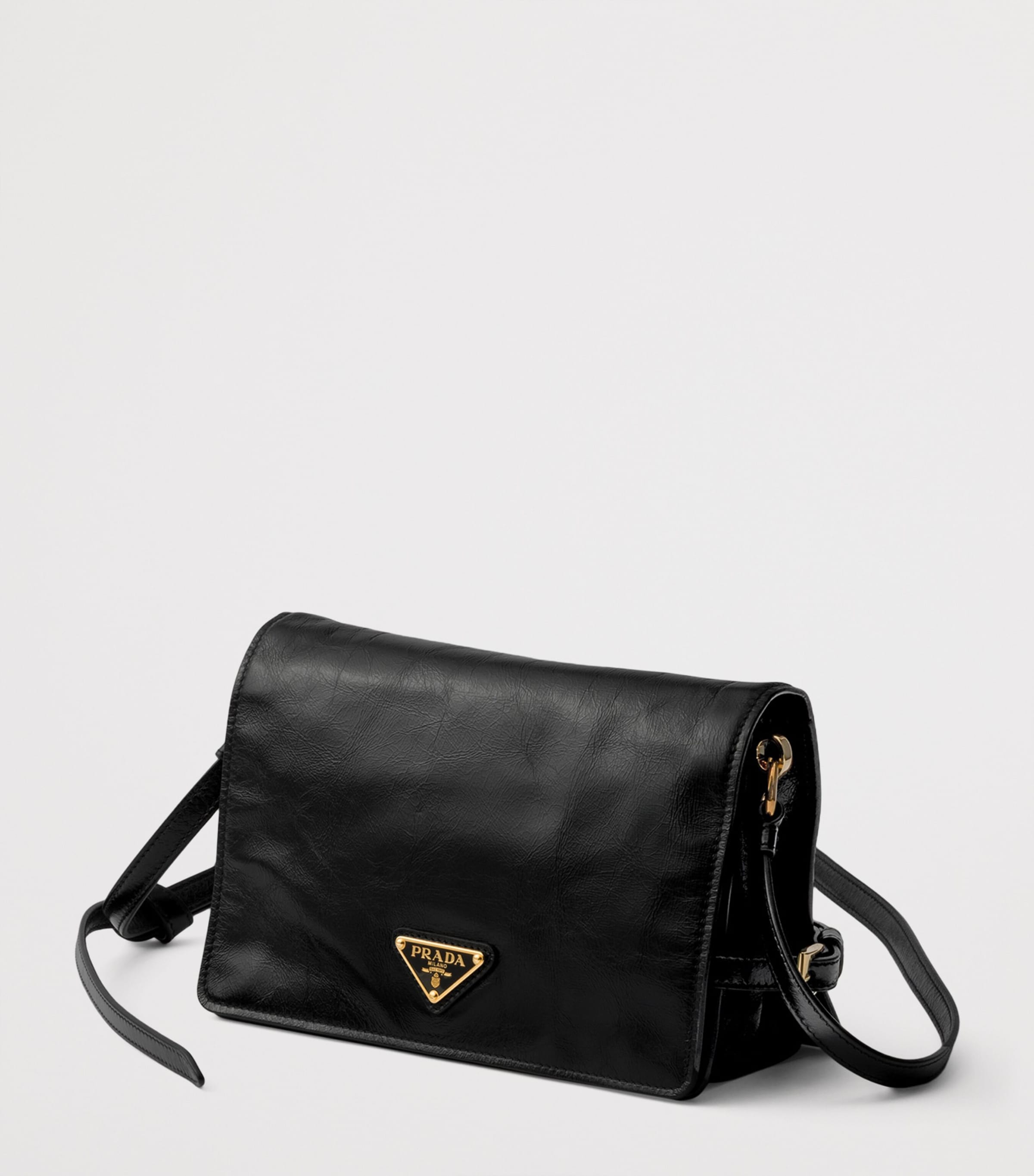 Prada Mini Leather Wallet with Strap Black Image 2
