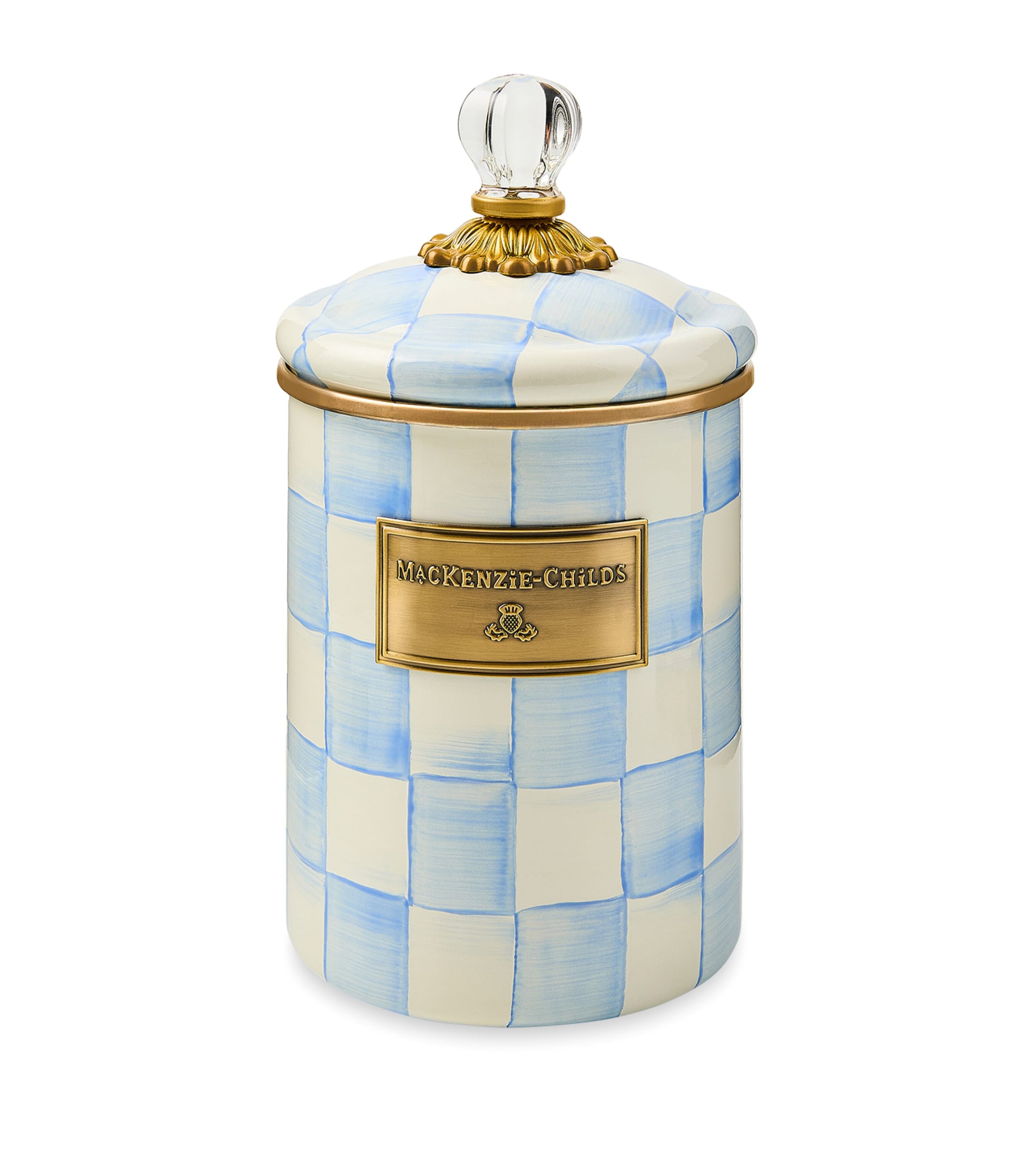 MacKenzie-Childs Medium Sky Check Cannister (21.5cm) Blue Image 1