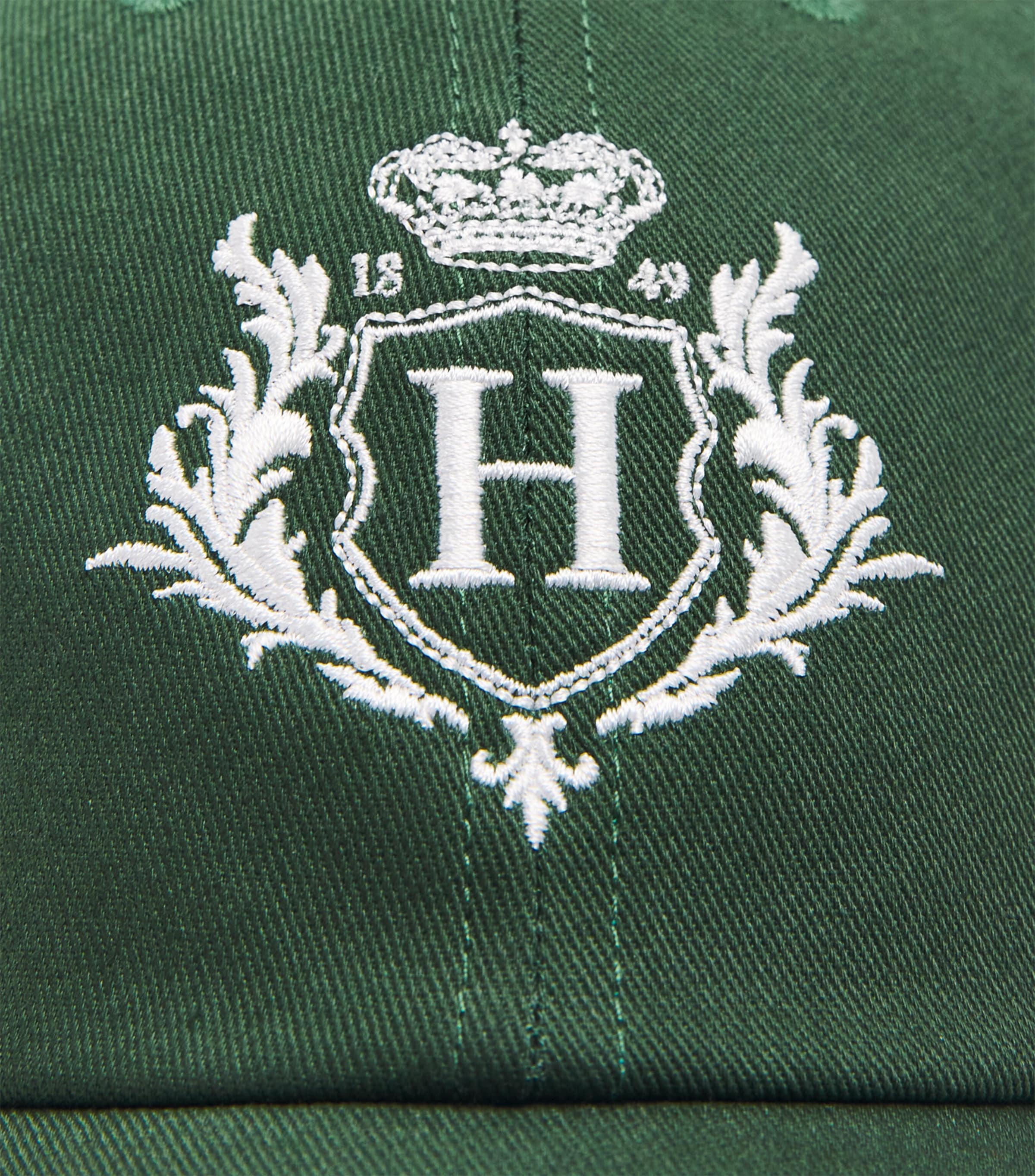 Harrods Organic Cotton Crest Baseball Cap Green Image 3