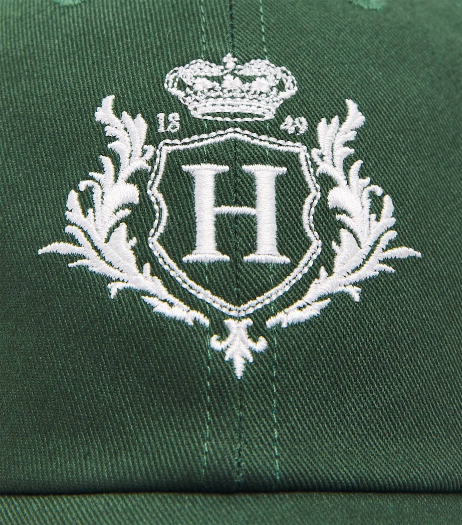 Harrods Organic Cotton Crest Baseball Cap Green Image 3