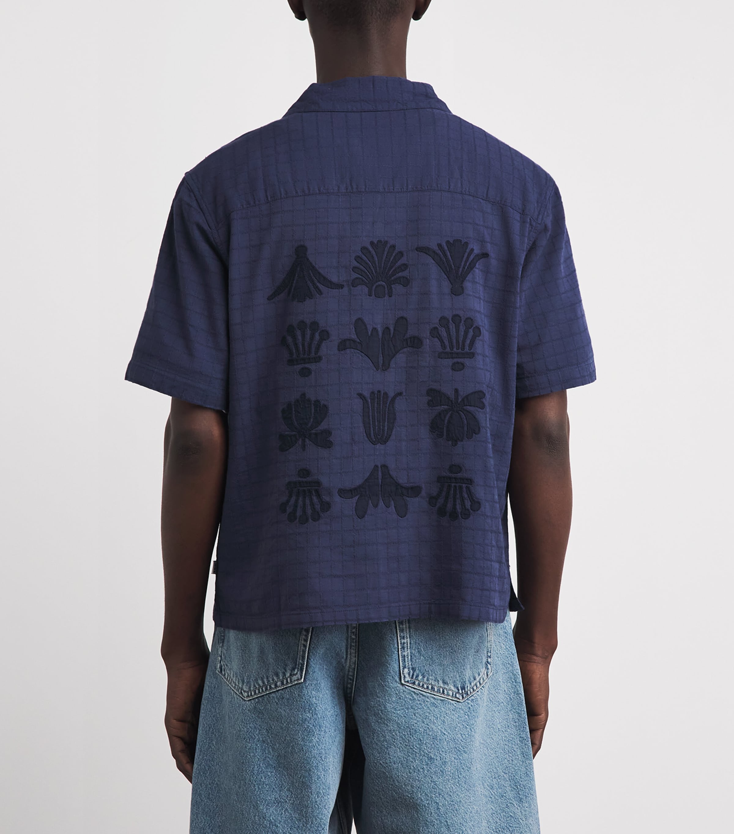 Wax London Mens Embroidered Curzon Shirt Navy Image 5