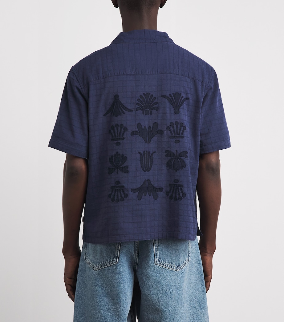 Wax London Mens Embroidered Curzon Shirt Navy Image 5