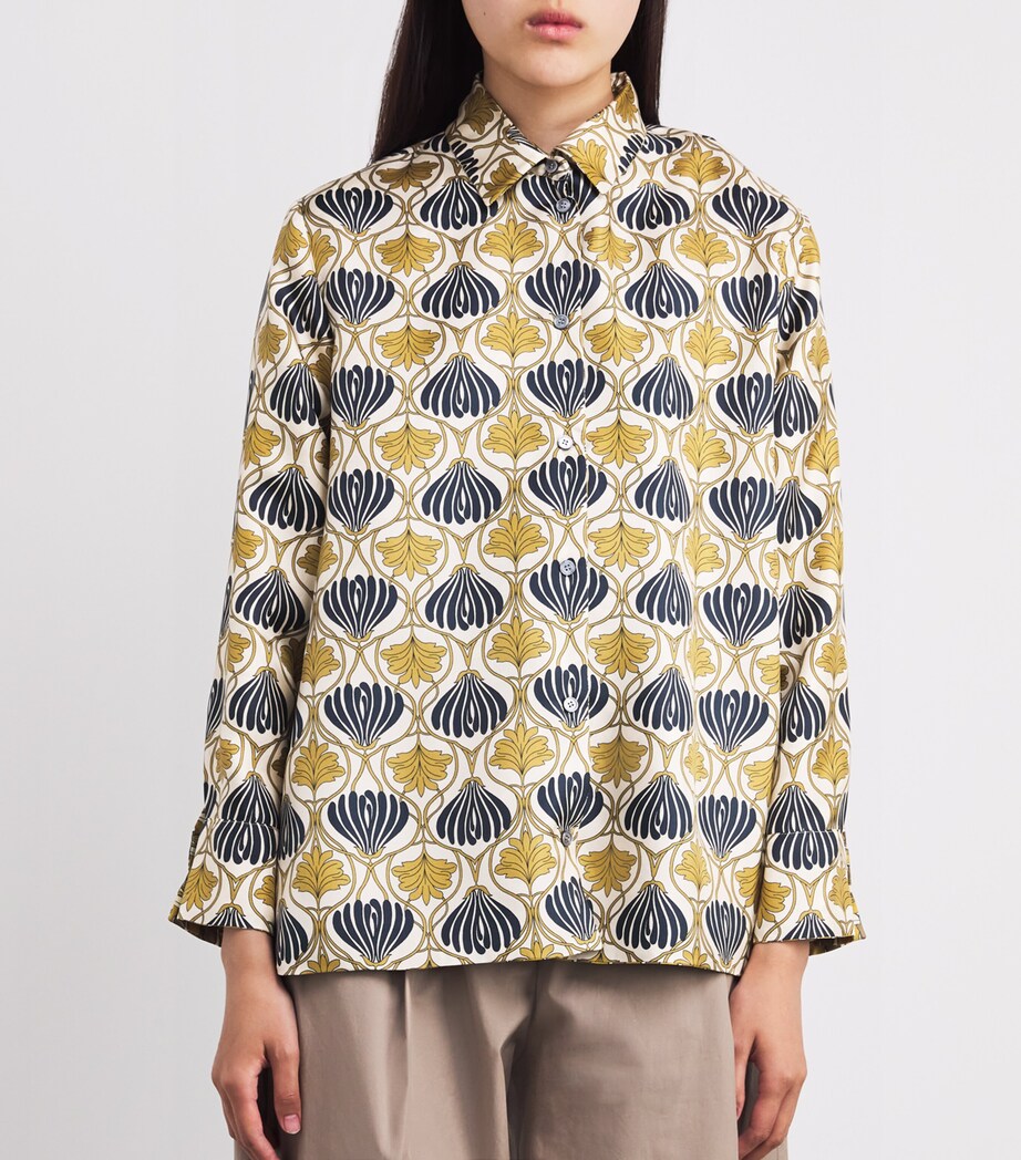 Silk Printed Shirt MUSTARD Image 6
