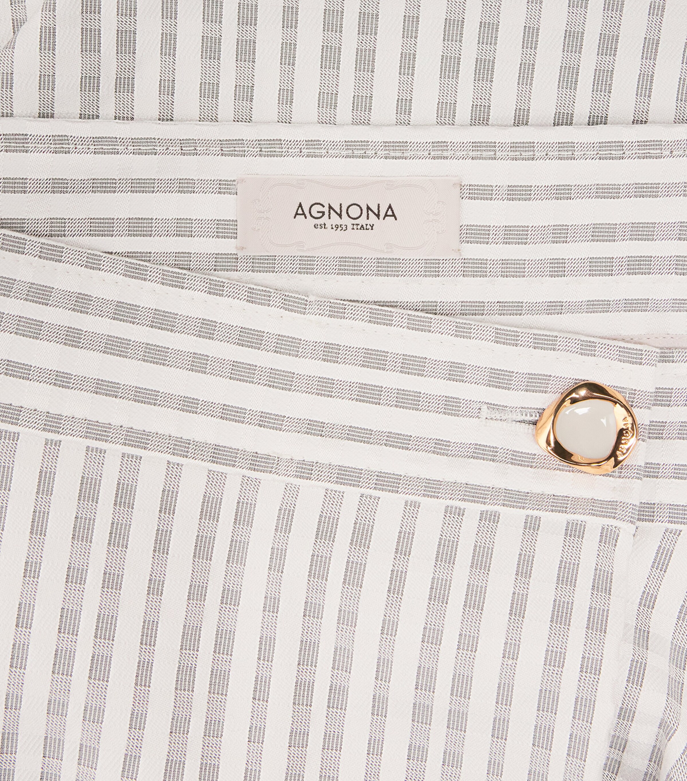 Agnona Womens Cotton-Silk Stripe Midi Skirt White Grey Grey Image 6