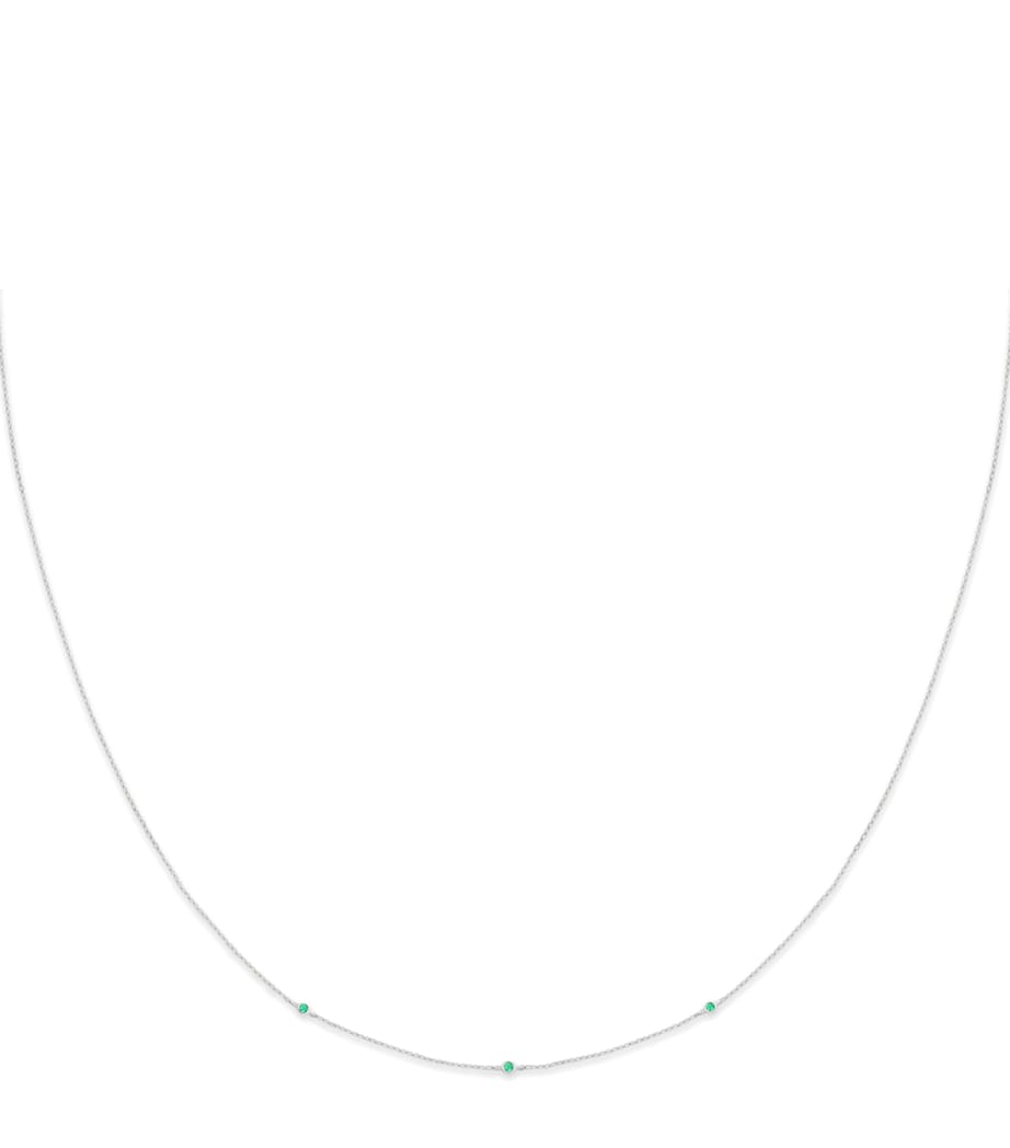 White Gold and Emerald Charm Necklace WHITE GOLD Image 1