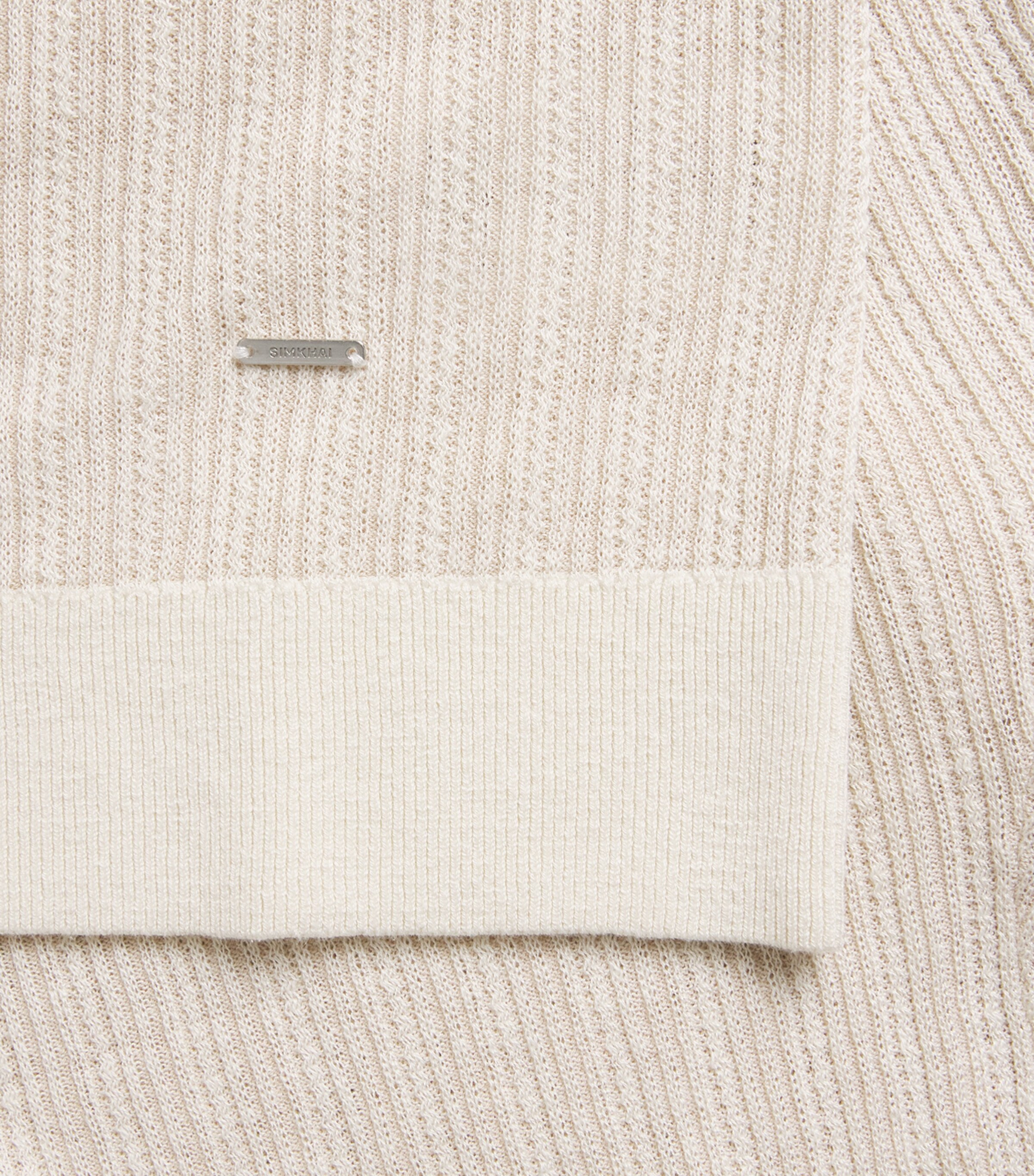 Simkhai Mens Rib-Knit Open-Collar Polo Shirt Off White Multi Image 6