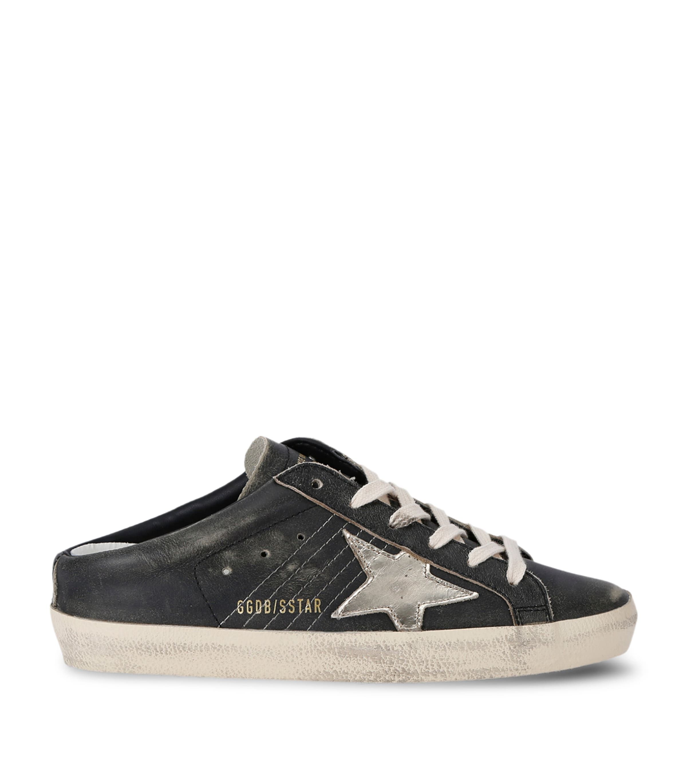 Golden Goose 20mm Super-star Glittered Sabot Sneakers In Black,white