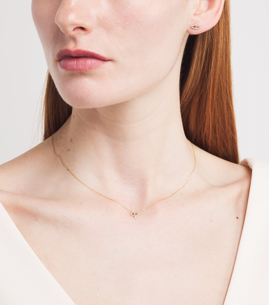 Persée Yellow Gold and Diamond Evil Eye Symbols Necklace Yellow Gold Image 4