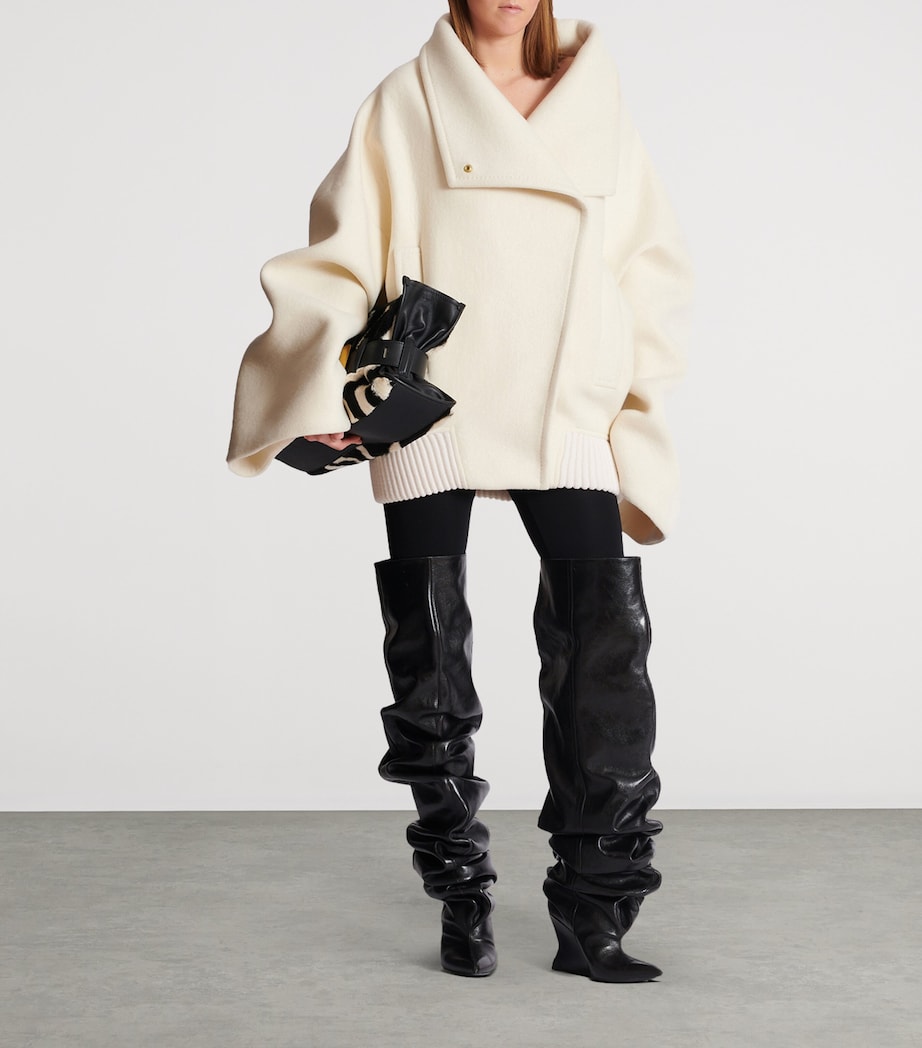 Wool-Blend Oversized Caban Jacket 0FA BLANC Image 6