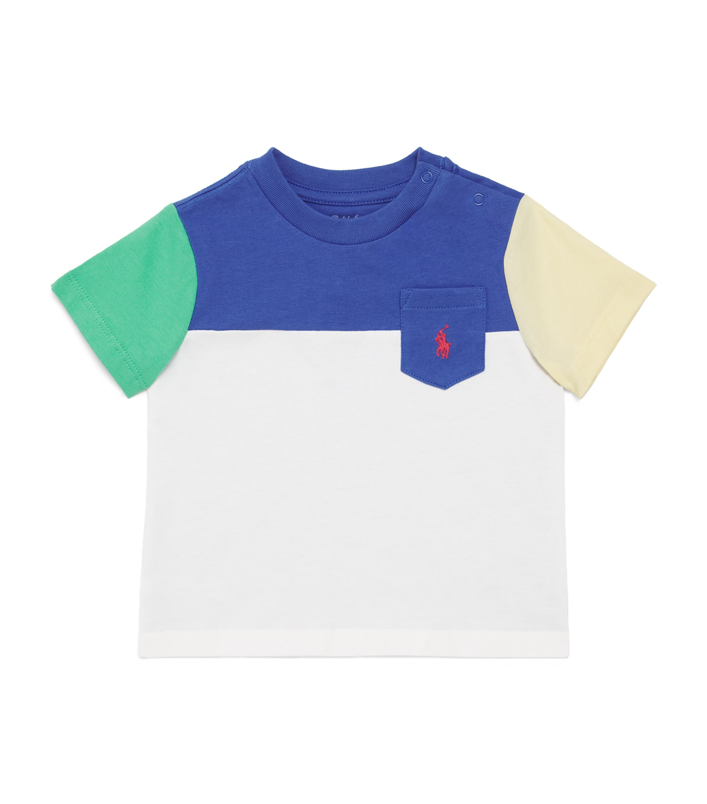 Ralph Lauren Kids Cotton Colour-Block T-Shirt (3-24 Months) Blue Mu Image 1