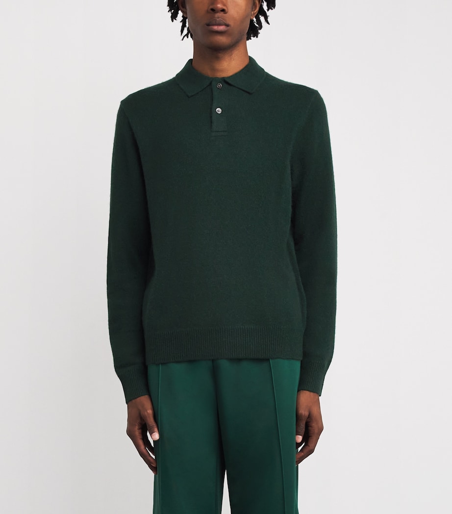 Cashmere Polo Sweater GREEN Image 3
