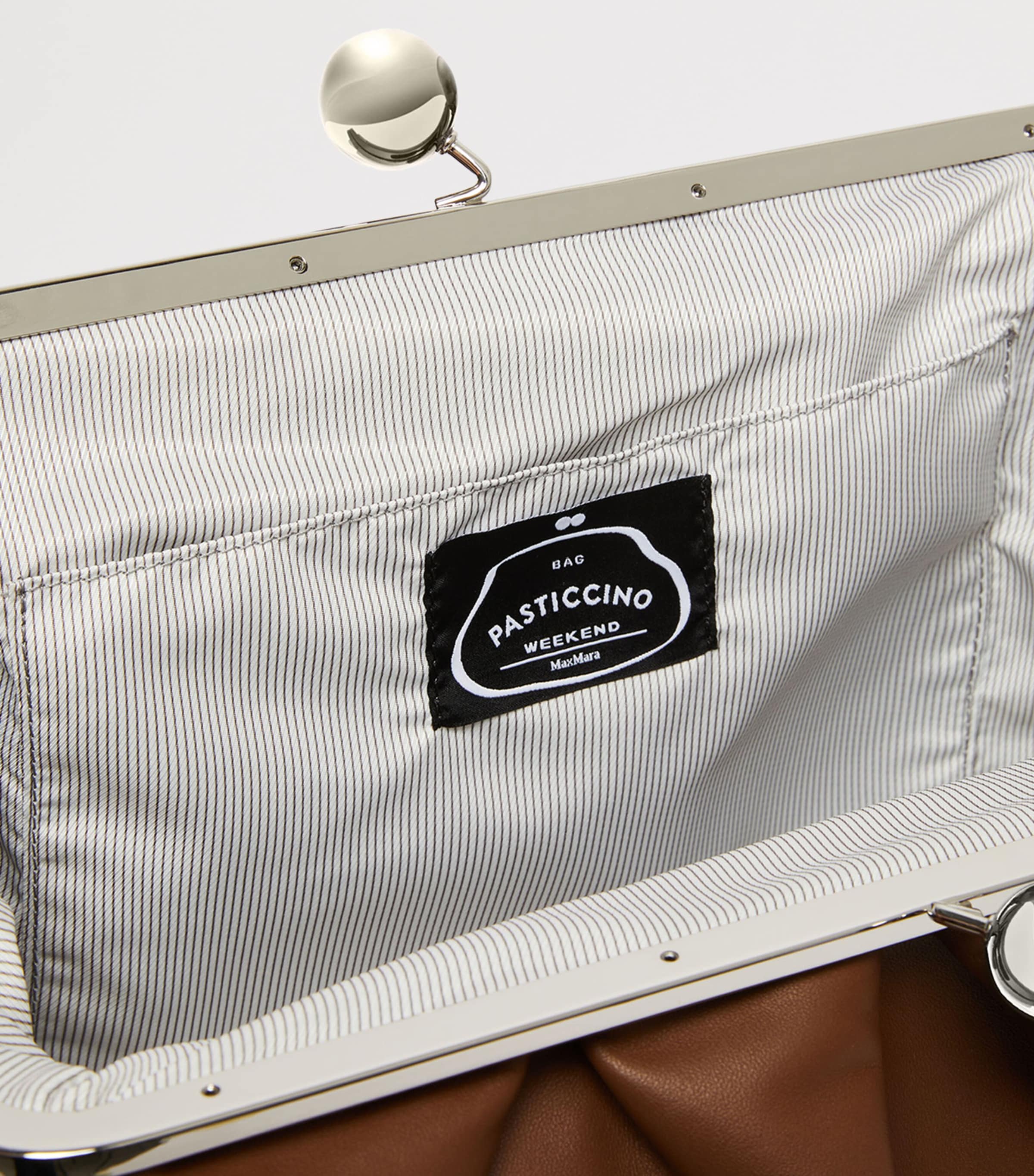 Weekend Max Mara Large Leather Pasticcino Clutch Bag Tobacco Image 6