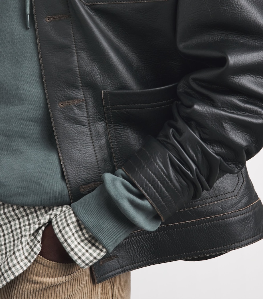 Oliver Spencer Mens Hardwick Leather Jacket Black Image 3