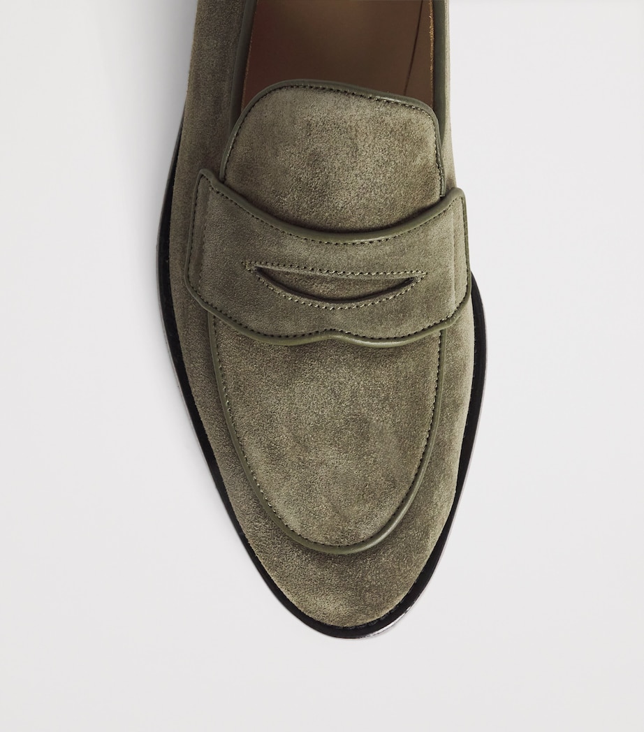 Leather Varsity Penny Loafers DK GREEN Image 5