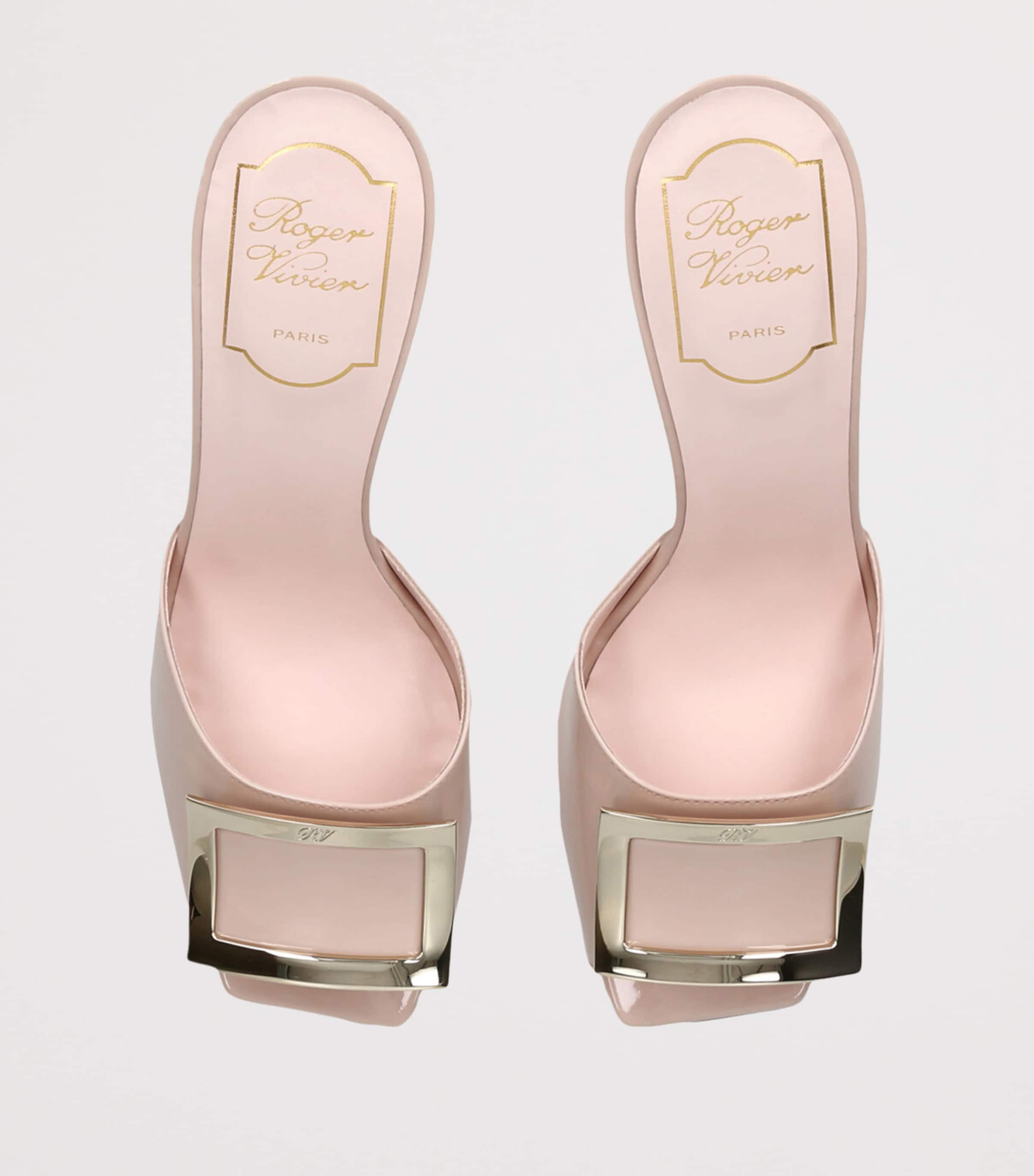 Roger Vivier Patent Leather Trompette Heeled Mules 85 Blush Image 4