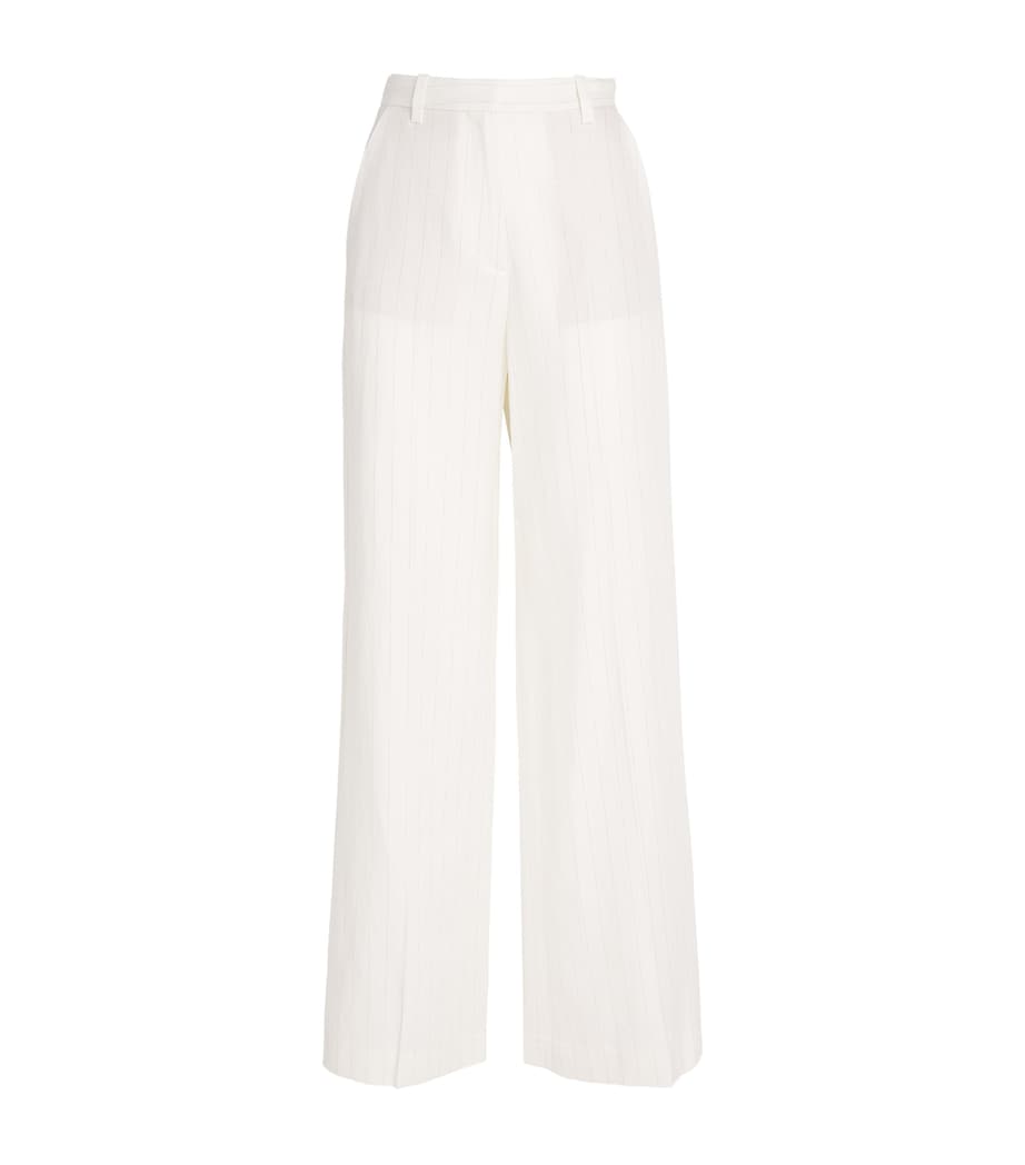 Maje Womens Stripe Wide-Leg Trousers White Image 1