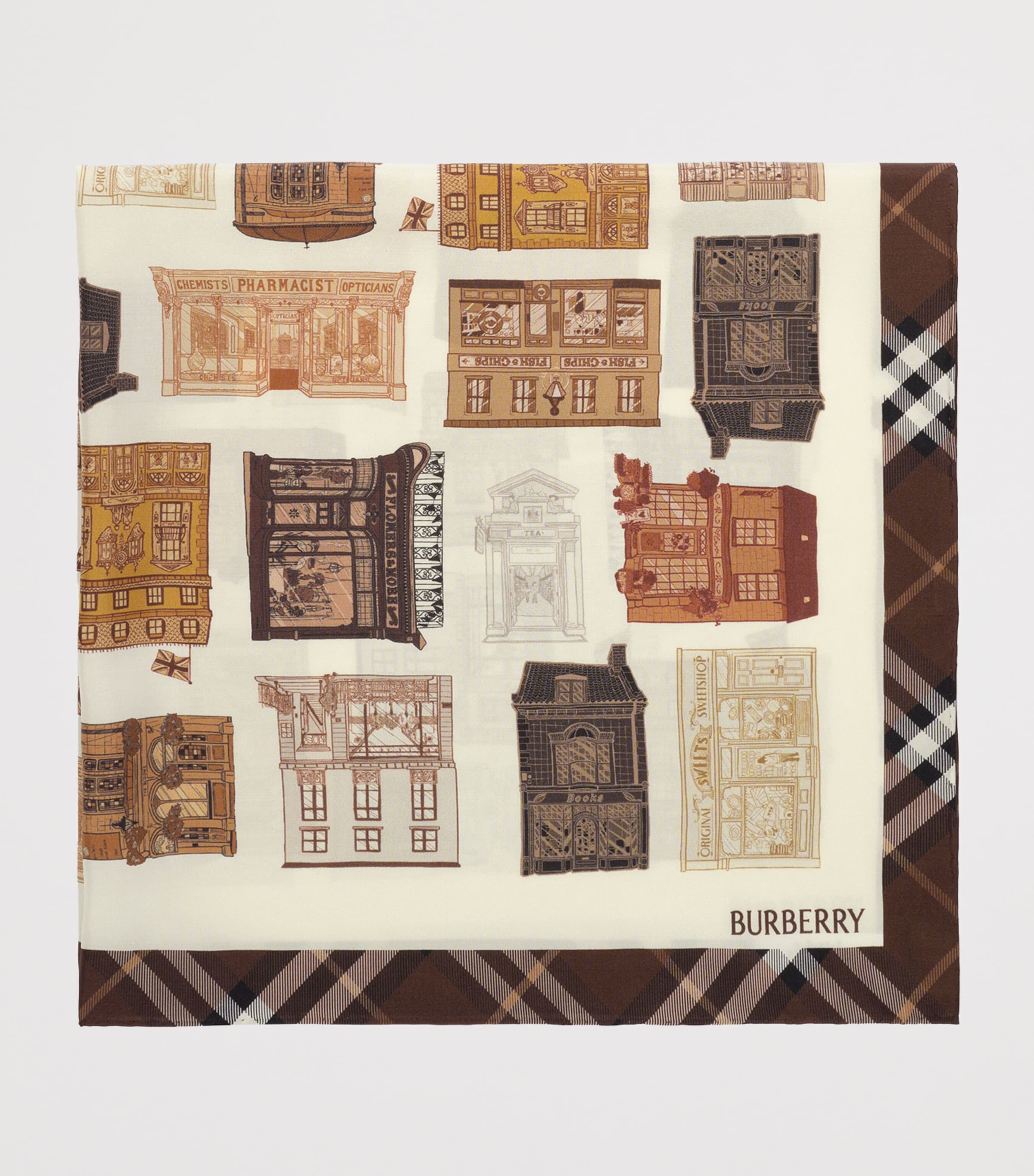 Burberry Silk Storefront Print Scarf Treacle Brown Image 4