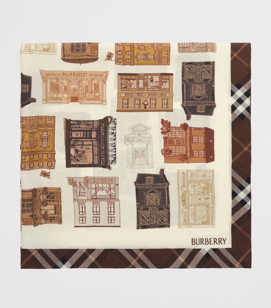 Burberry Silk Storefront Print Scarf Treacle Brown Image 4