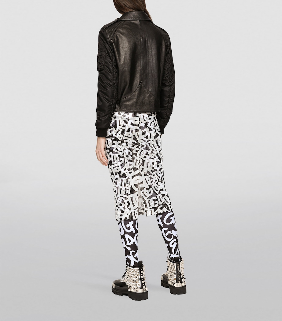 Dolce&Gabbana Womens Leather Biker Jacket Black Image 4