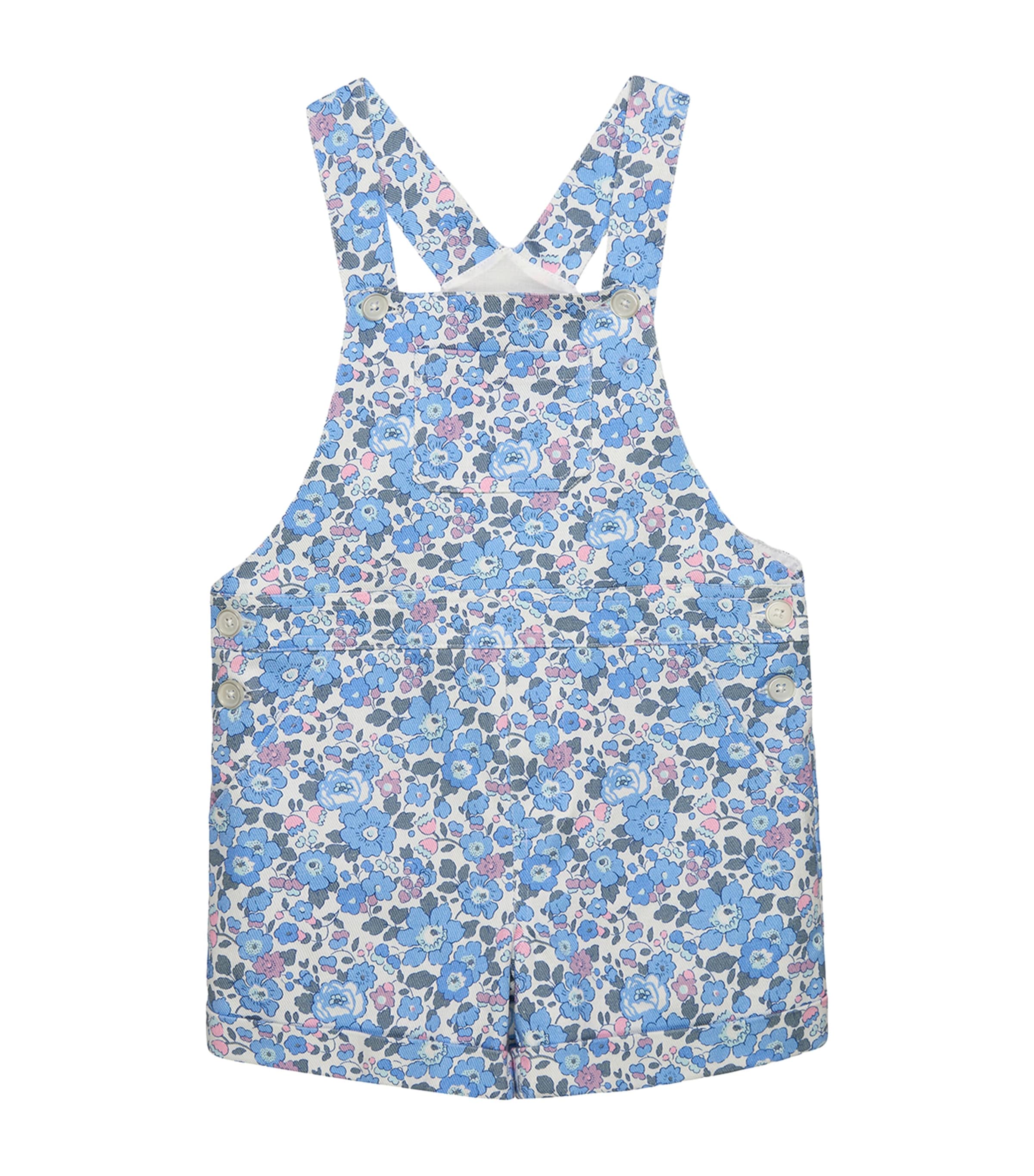 Trotters Stretch-Cotton Floral Betsy Dungarees (2-5 Years) Blue Betsy Image 1