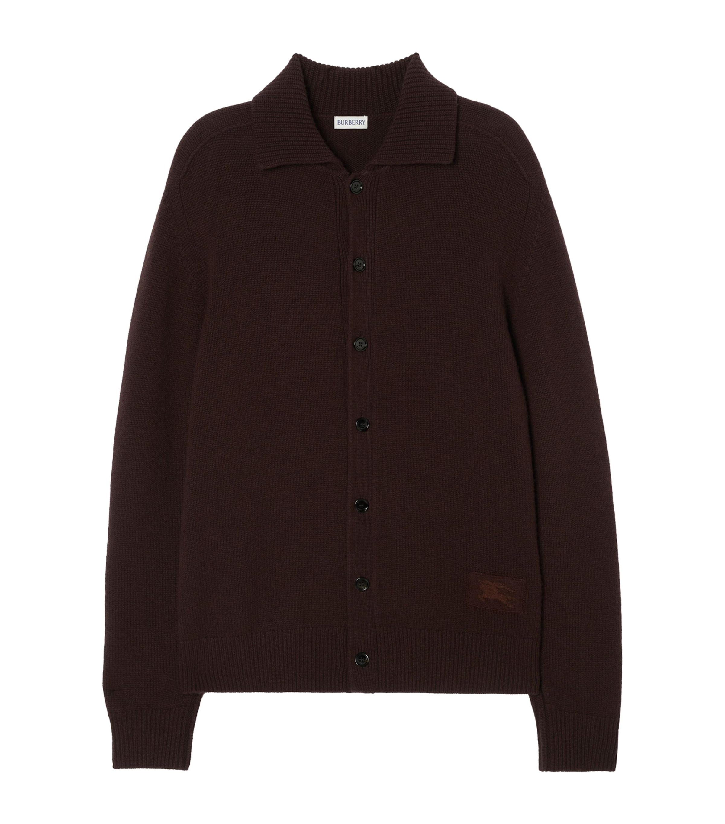 Burberry Mens Cashmere-Blend Embroidered Cardigan Scorched Brown Image 1