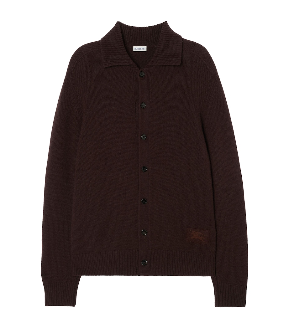 Burberry Mens Cashmere-Blend Embroidered Cardigan Scorched Brown Image 1