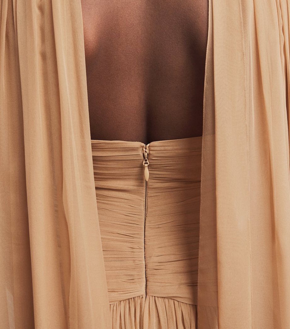 Zuhair Murad Womens Silk Chiffon Cape Gown Almond Image 5