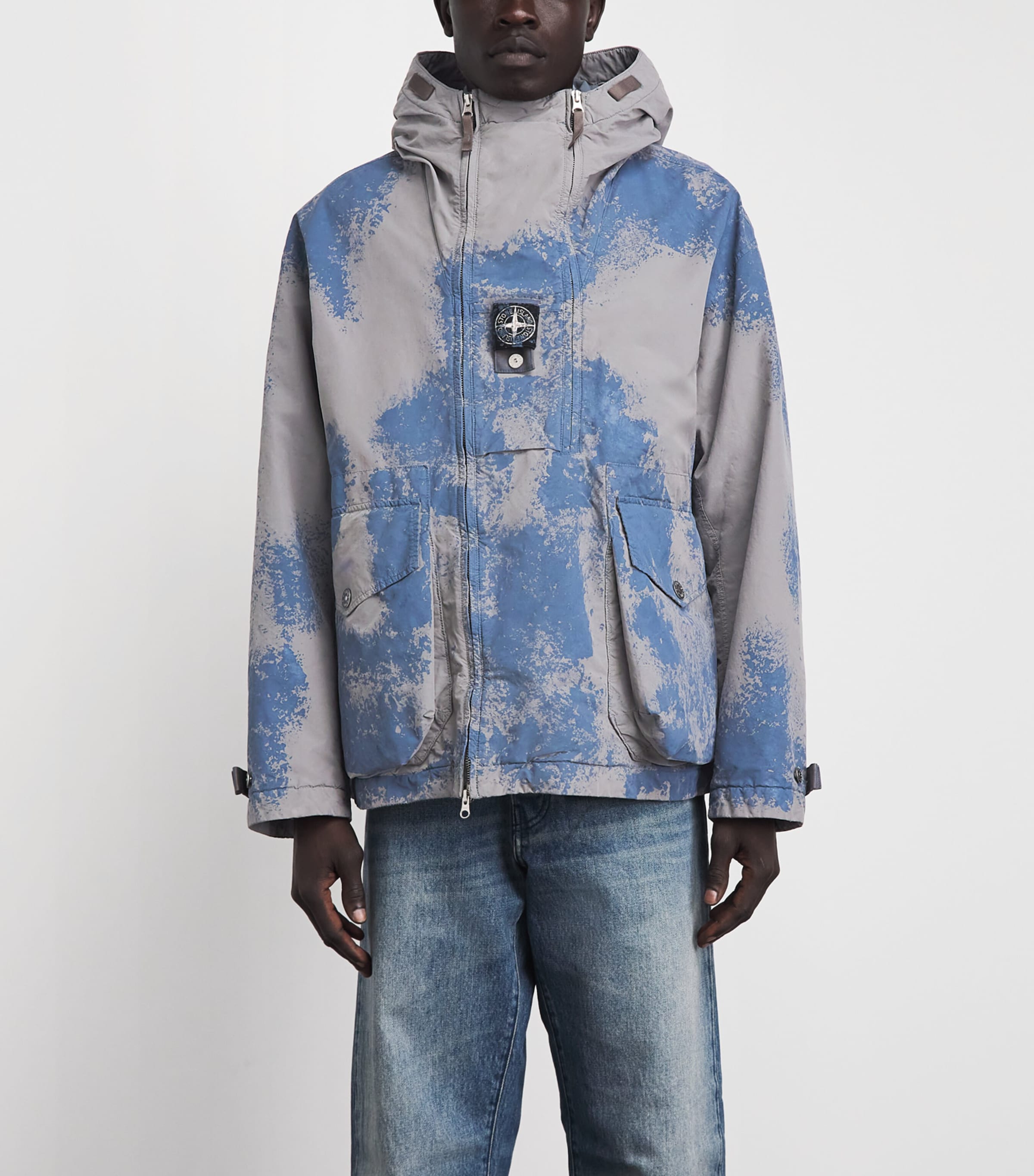 Stone Island Mens Short Hand-Painted Parka Jacket Image 4
