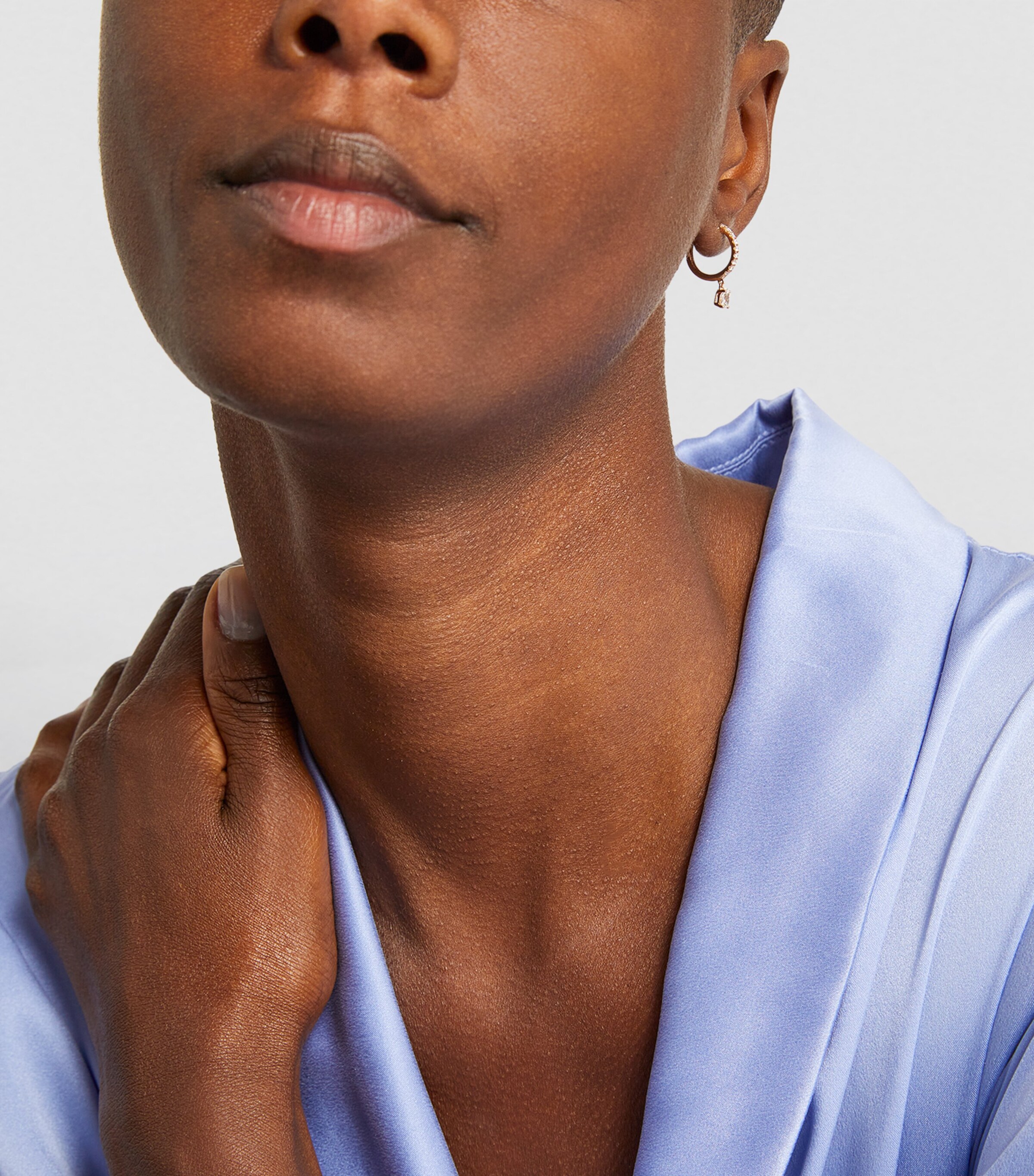 Rose Gold and Diamond Single Huggie Earring ROSE GOLD Image 4