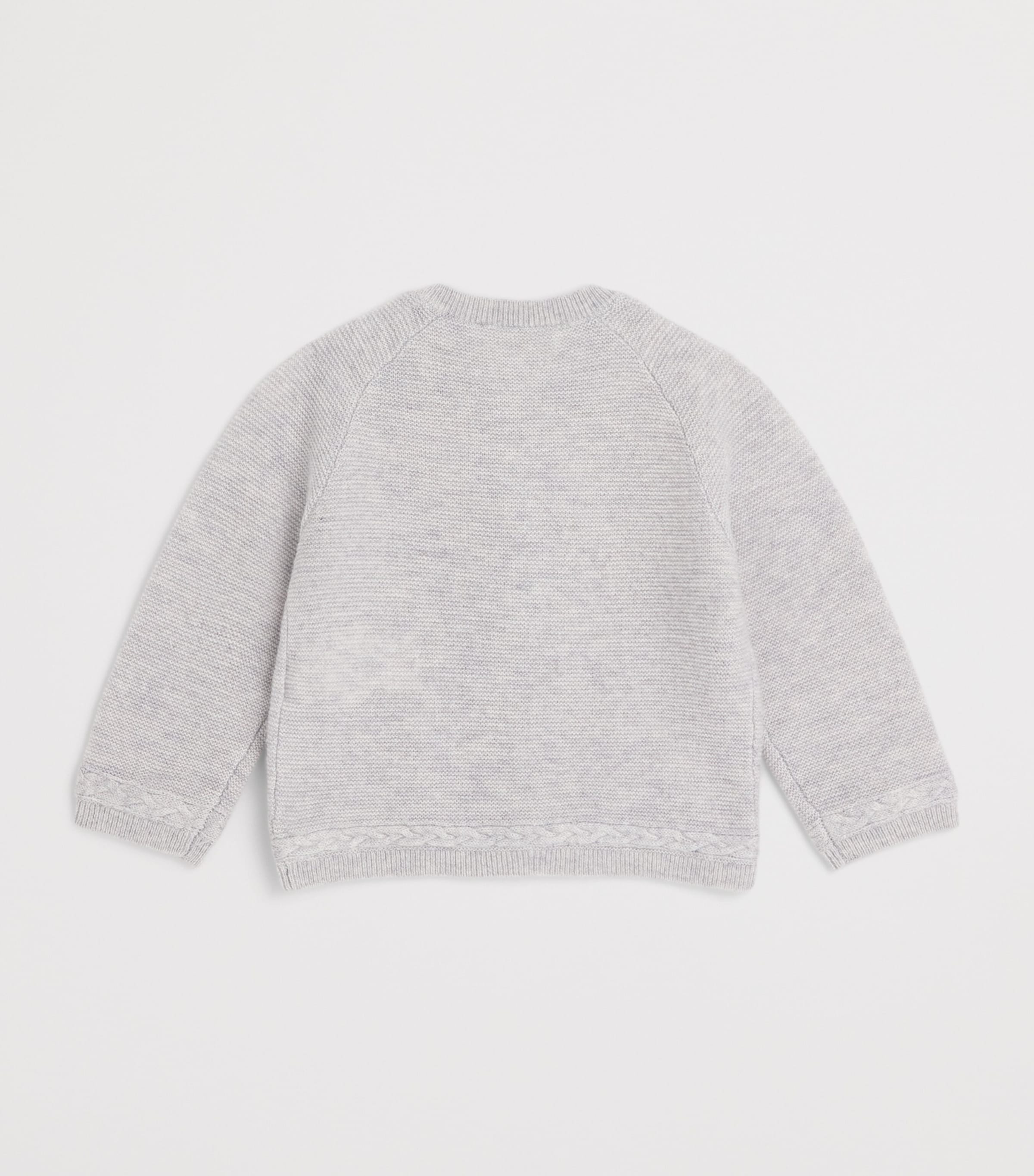 Tartine et Chocolat Wool-Cashmere Cable-Placket Cardigan (1-24 Months) Chiné Clair Image 2