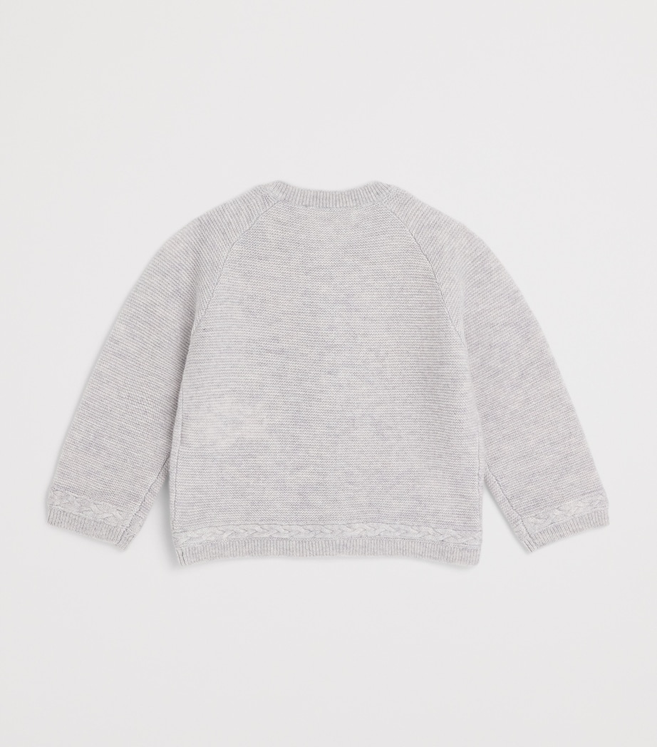 Tartine et Chocolat Wool-Cashmere Cable-Placket Cardigan (1-24 Months) Chiné Clair Image 2