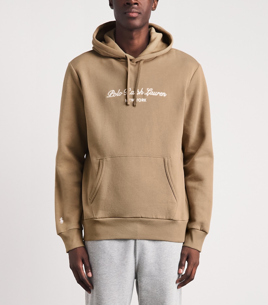 Polo Ralph Lauren Mens Logo Embroidered Hoodie Vintage Khaki Image 4