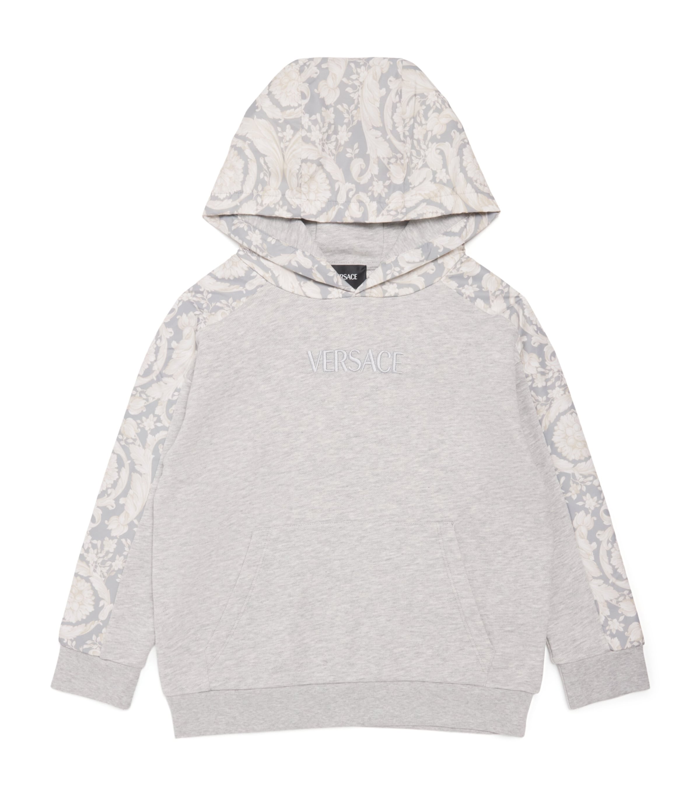 Cotton Barocco Print Hoodie (6-14 Years) 2EU80LHT GRY MLG+CCR Image 1