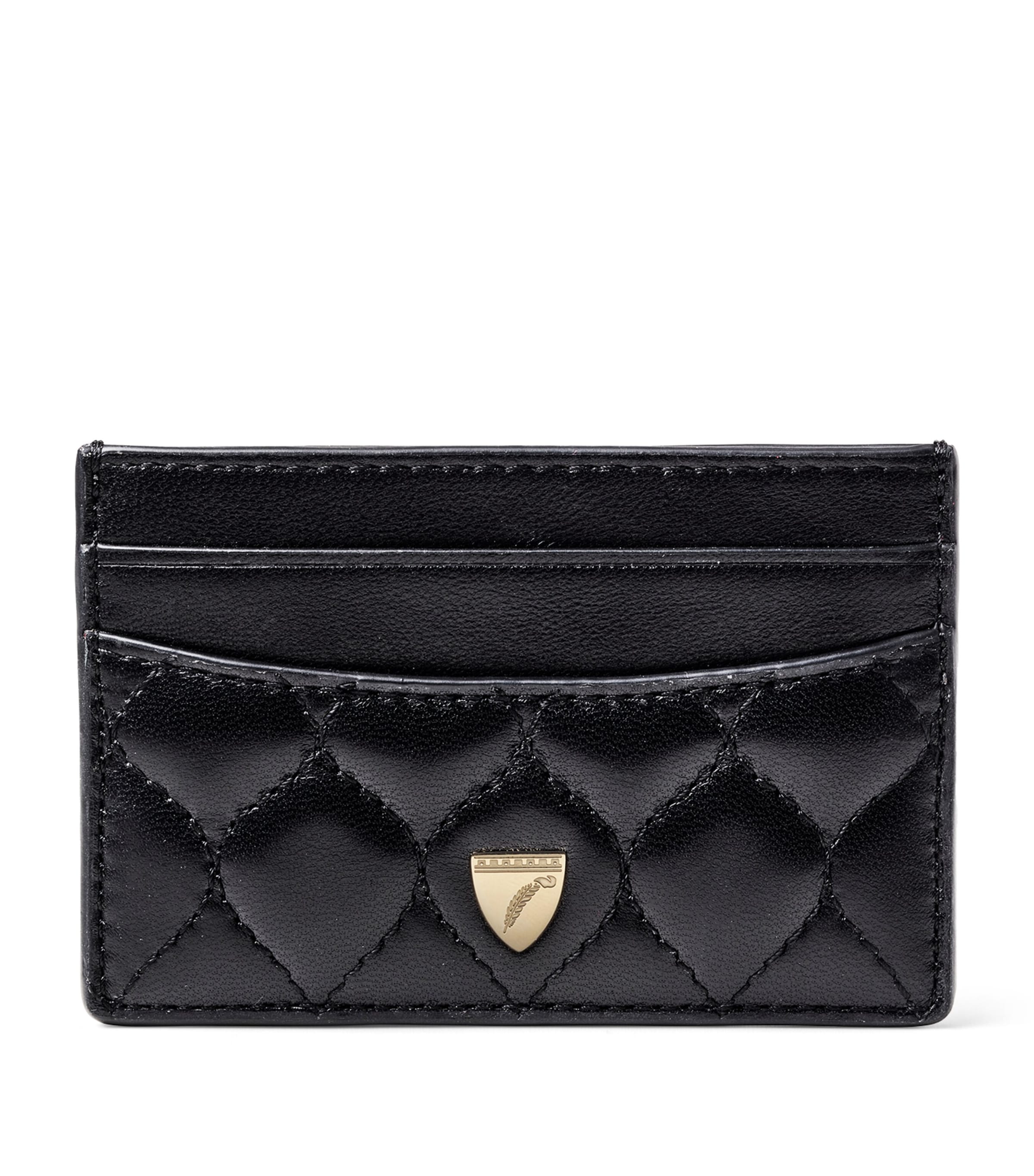 Aspinal Of London Womens Black Slim Leather Card Holder In Black