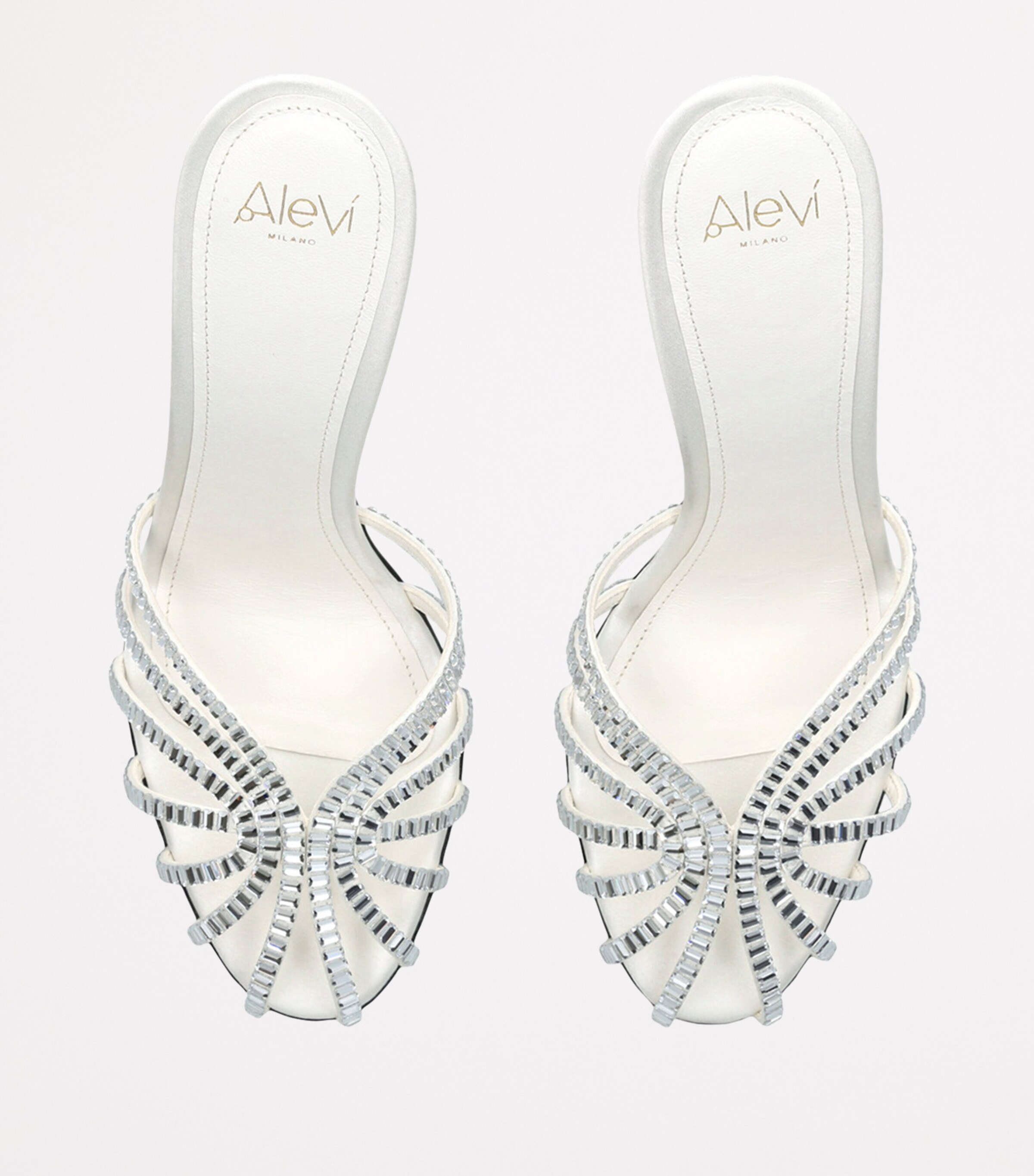 Alevì Satin Soraya Heeled Mules 95 White Image 4