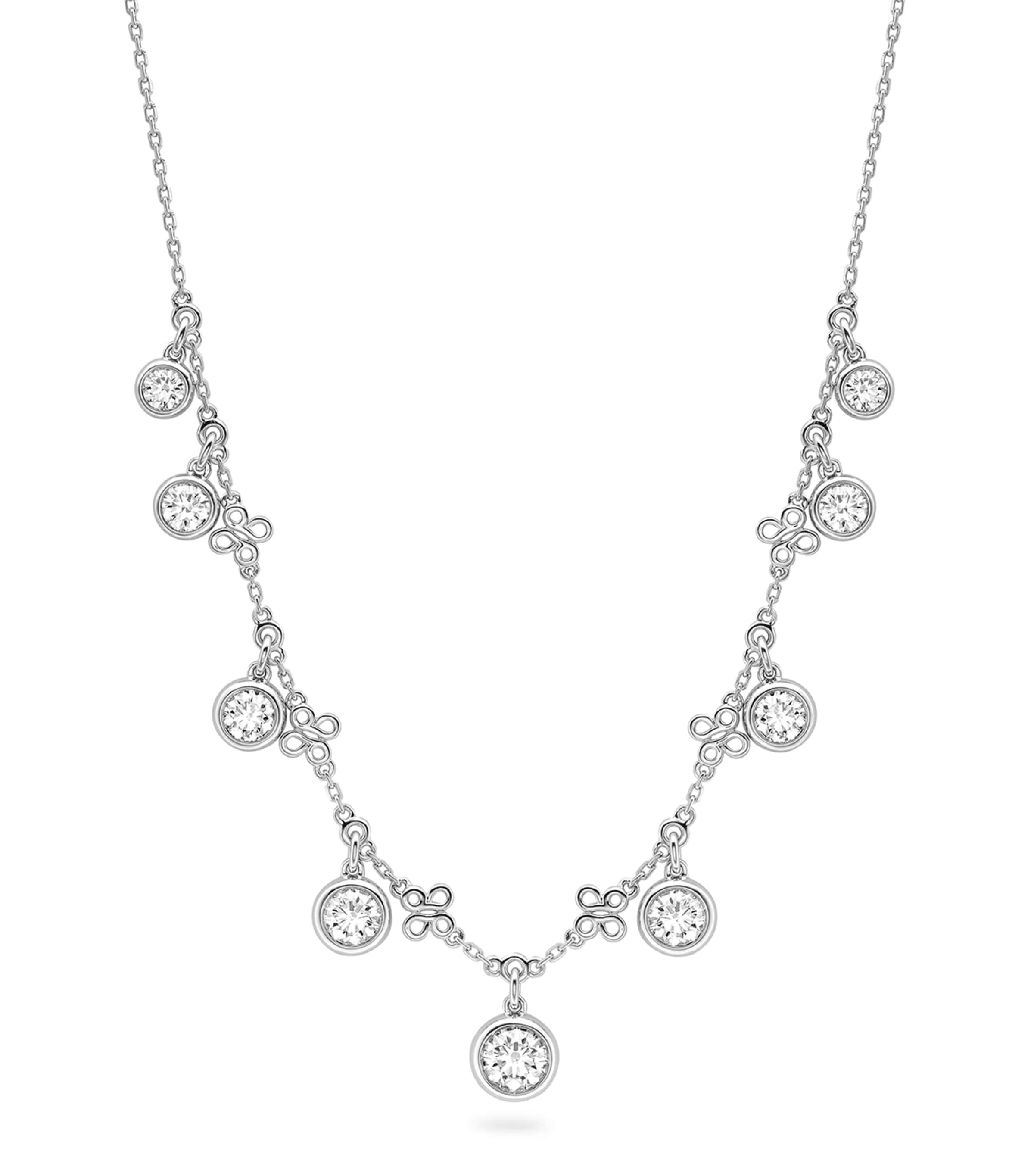 Shop Boodles Medium Platinum And Diamond Beach Necklace In Silver