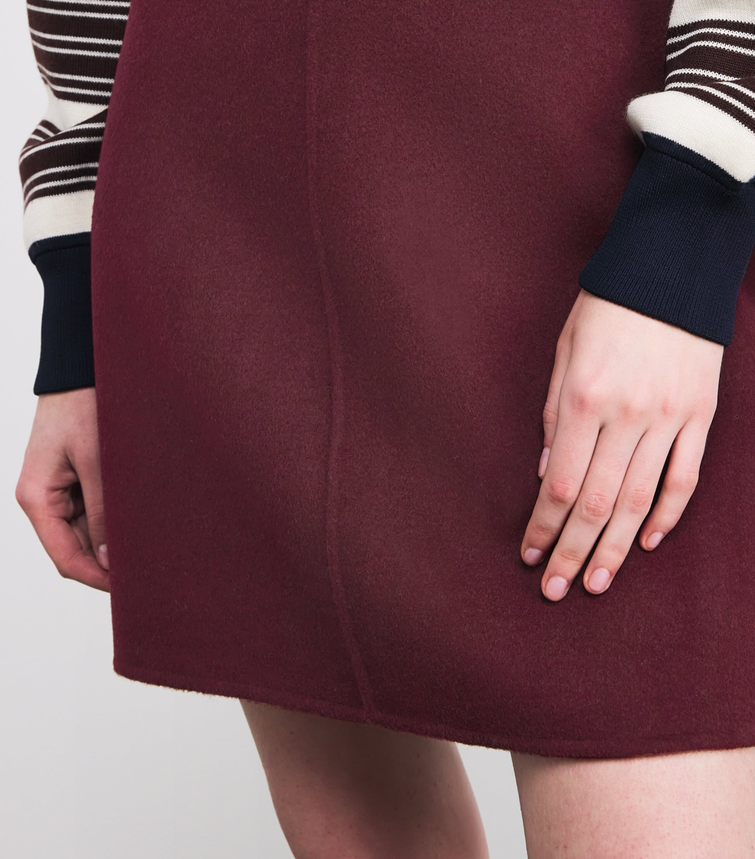 Wool Mini Skirt BURGUNDY Image 6