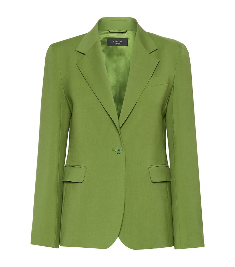 Weekend Max Mara Womens Virgin Wool Blazer Green Image 1