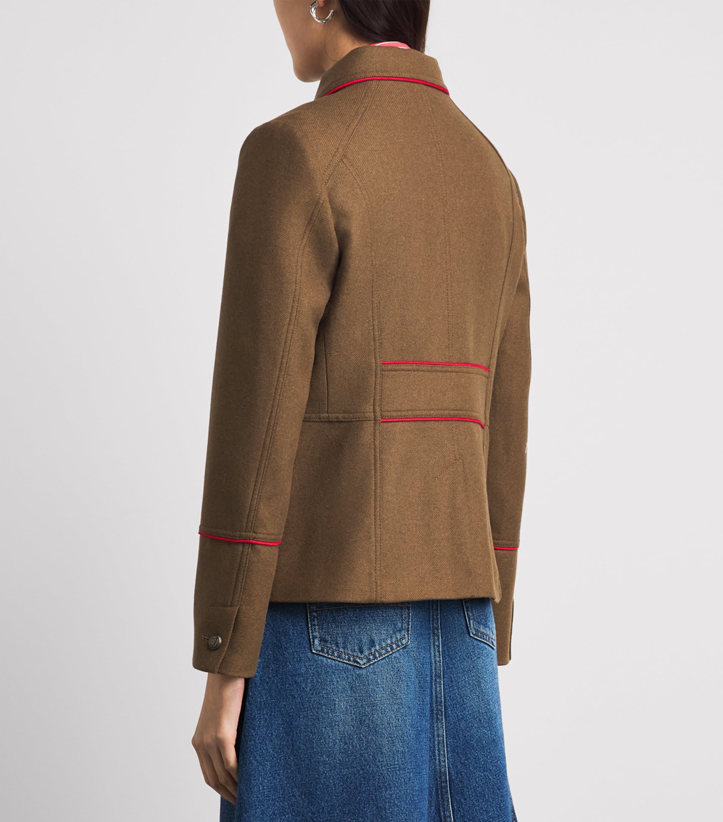 ME+EM Womens Wool-Blend Utility Blazer Golden Olive Image 5