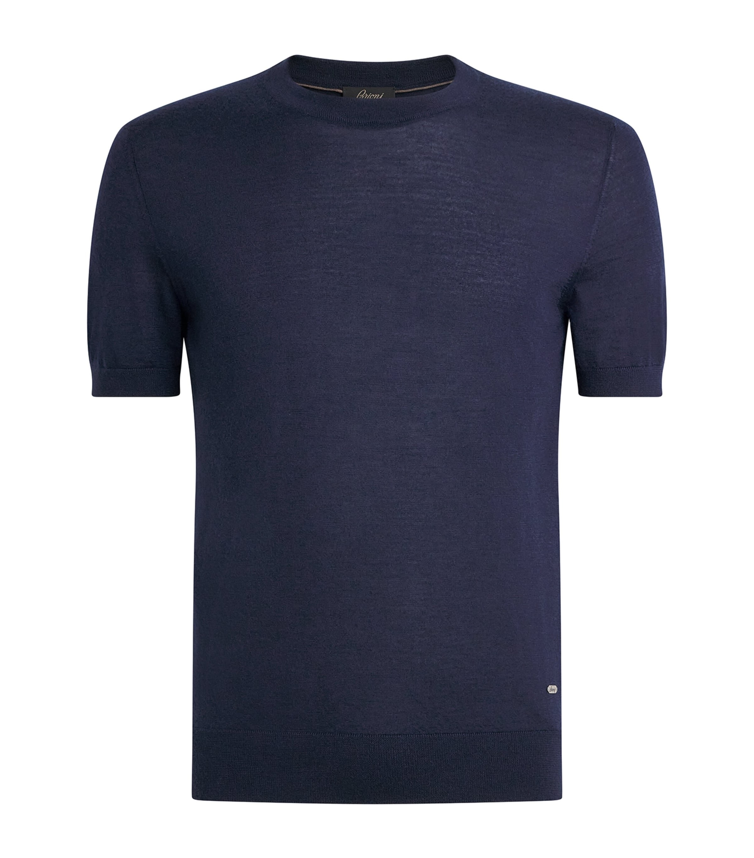 Brioni Cashmere-silk Short-sleeve Sweatshirt In Blue