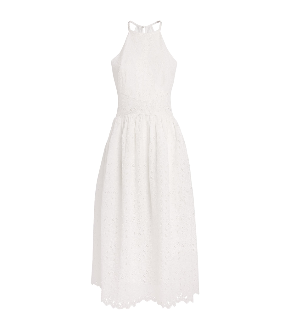 FRAME Womens The Paisley Eyelet Midi Dress White Image 1