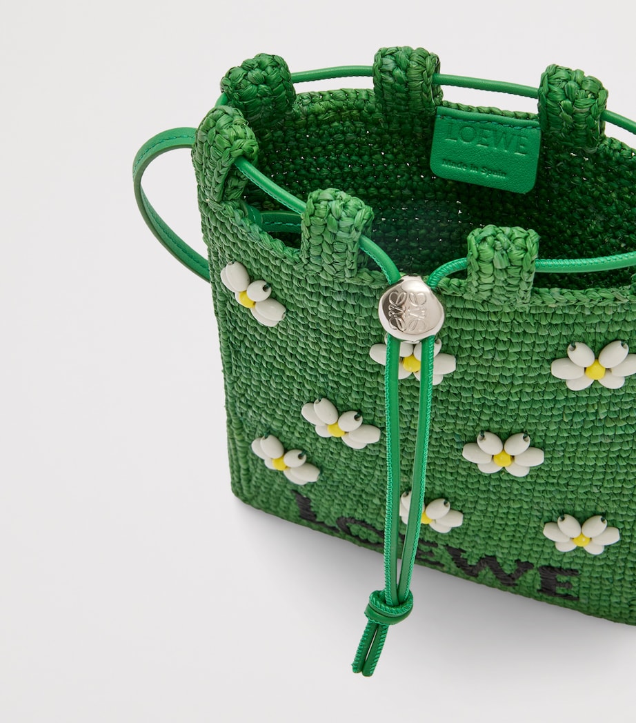 LOEWE x Paula's Ibiza Raffia Floral-Detail Drawstring Pocket Bag Tropical Green/white Image 8