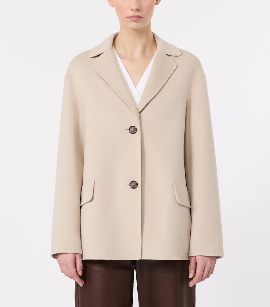 Max Mara Womens Virgin Wool Short Jacket Beige Image 3