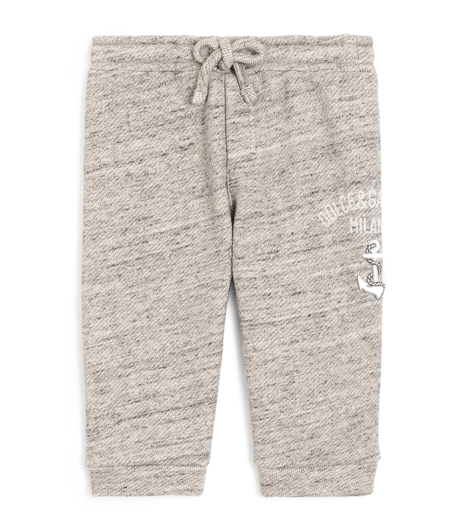 Dolce&Gabbana Kids Cotton Logo Drawstring Trousers (3-30 Months) Melange Grey Image 1