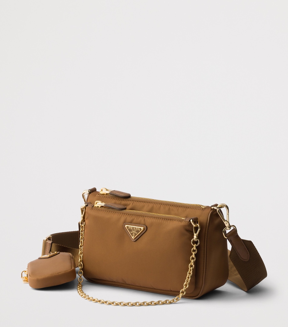 Prada Re-Nylon and Saffiano Leather Shoulder Bag Brown Image 2